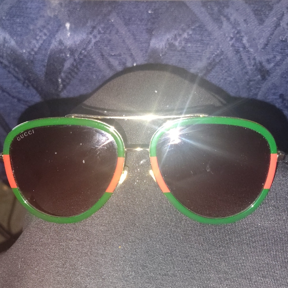Gucci Sunglasses with Green and Red Accents